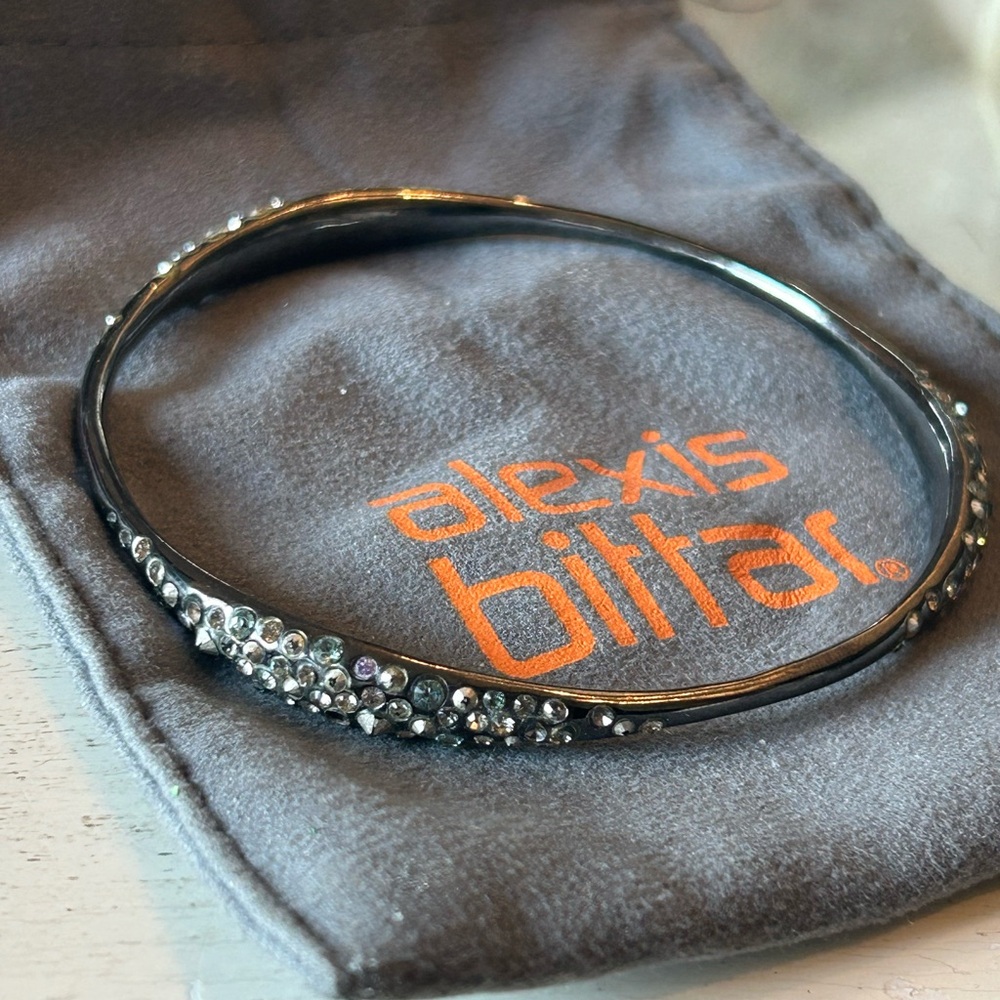 Alexis Bittar Gunmetal Crystal Bangle Bracelet